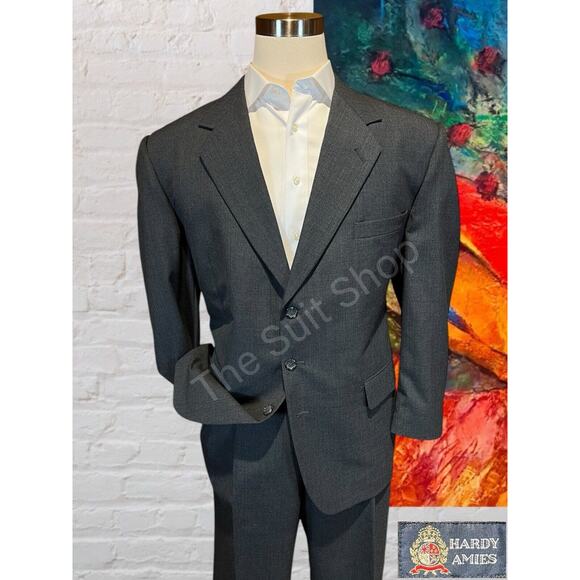 Hardy Amies Other - Hardy Amies 48R 38x29 Charcoal Gray Hopsack 2 Piece Suit Jacket Pants Set